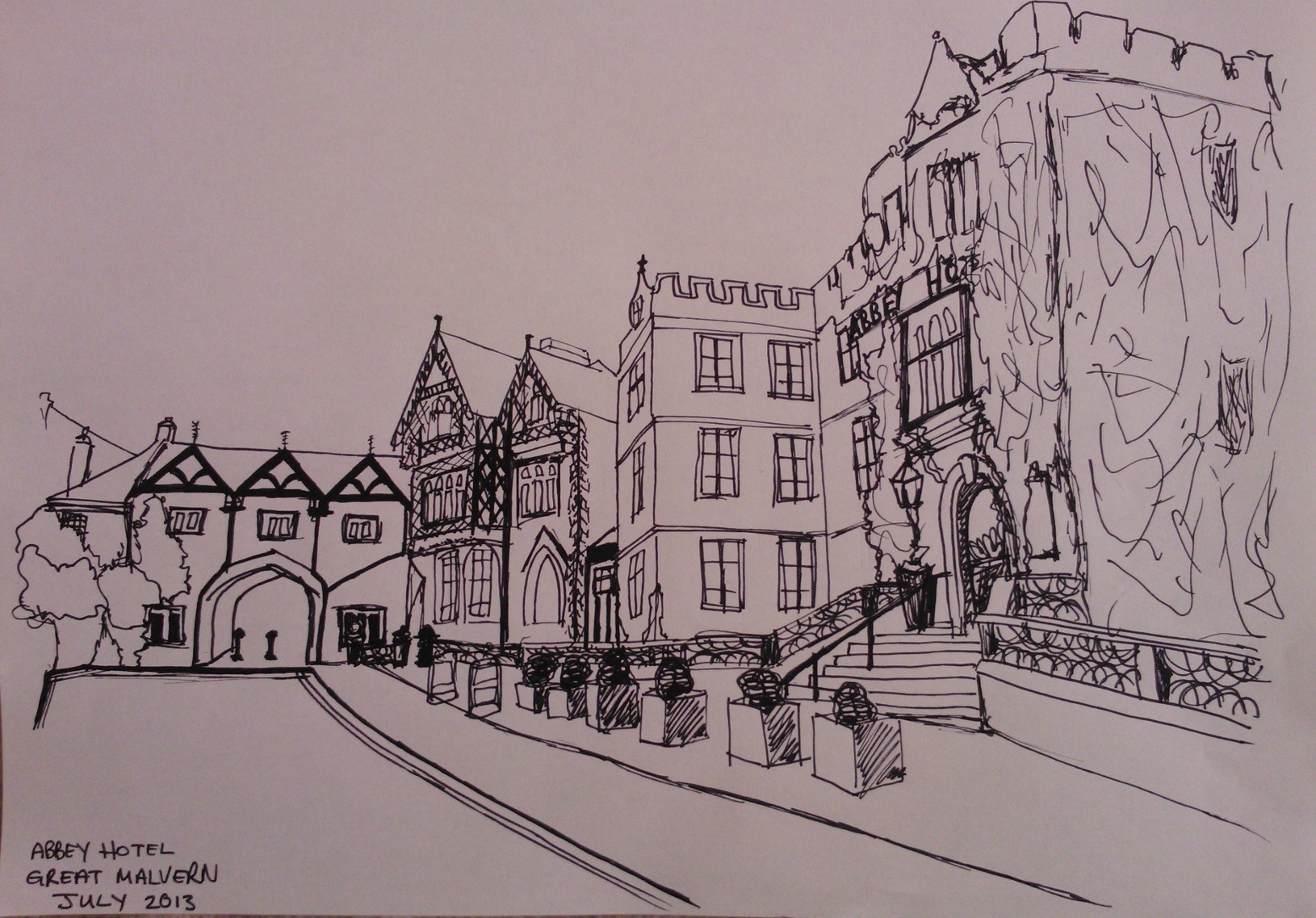 The Abbey Hotel in Great Malvern, Worcestershire - Drawing Project - July